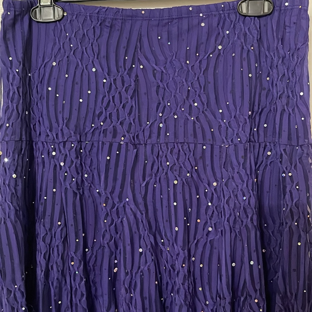 MAXIMA VINTAGE 3-PIECE SKIRT TOP CAMISOLE WOMEN Sz S EMBELLISHED SEQUINS PURPLE - Picture 10 of 16
